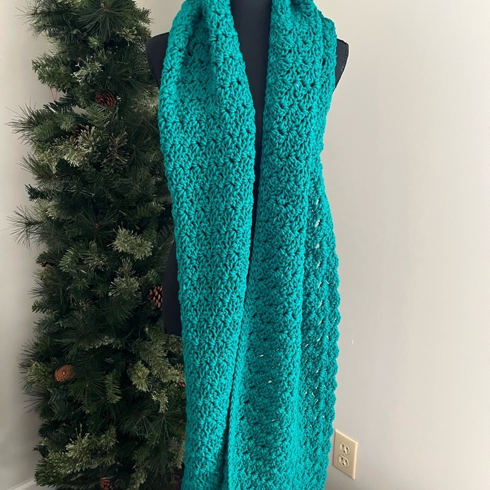Chic Teal Crochet Scarf/Wrap/Shawl - Picture 4 of 5